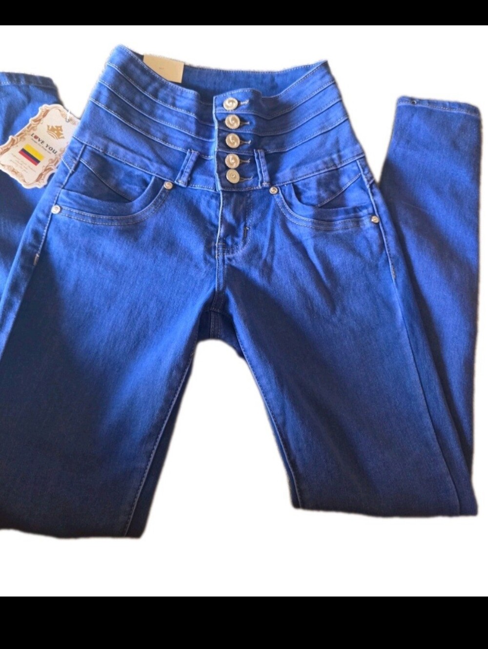 High-Rise Blue Button-Fly Women’s Jeans